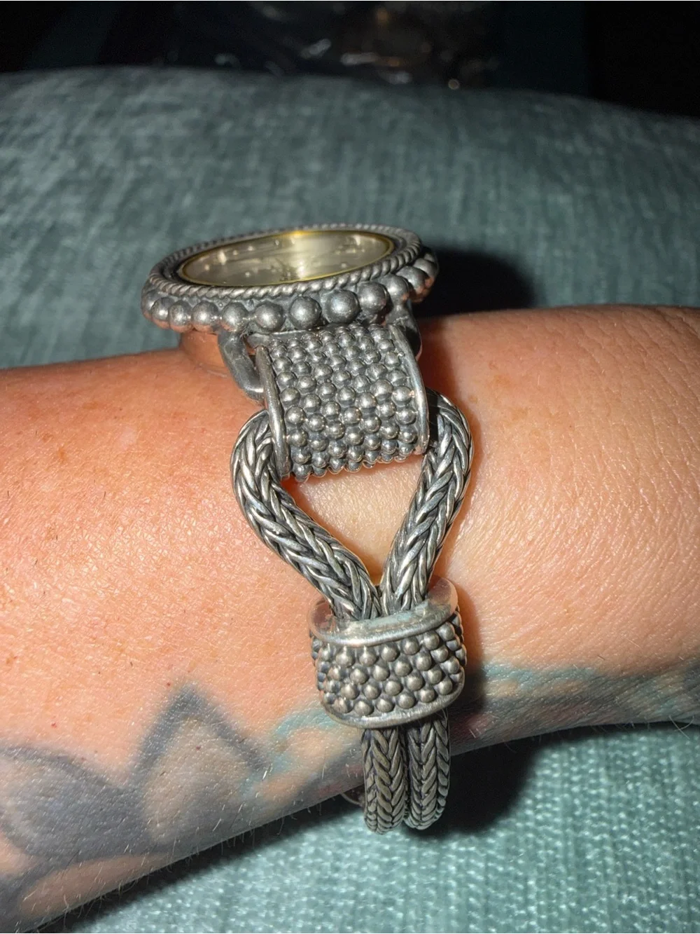 Suarti Bali BA Indonesia Sterling Silver 925 Braided Wheat Chain Watch